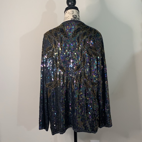 Vintage Creative Creations by Jewell Queen Beaded Silk Jacket Size: L - Picture 9 of 16